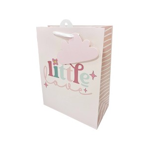 Bows And Sparkles Typography Paper One Sweet Baby Shower Gift Bag Pink - 1 of 3