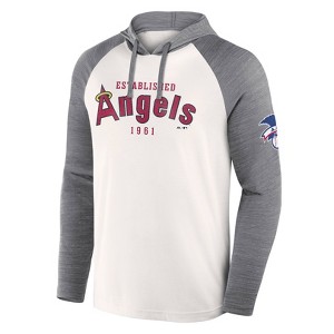 MLB Los Angeles Angels Men's White Long Sleeve Lightweight Bi-Blend Hooded Sweatshirt - 1 of 3