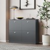 MOEPISY Shoe Cabinet, Hidden Slim Narrow Shoe Rack Cabinet with 4 Drawers, Original Wood Color, GRAY - 2 of 4