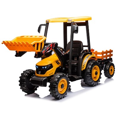 Lomsoe 24V Kids Ride on Tractors with Parent Remote Control, Pedal Tractors, Kids' Ride on Car Toys 24V Battery Powered Electric Vehicles (Yellow)