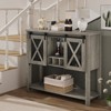 Coucheta Farmhouse Coffee Bar Cabinet, 46.5 in Sideboard Cabinet with Sliding Barn Doors & Wine Storage - Rustic Coffee Bar Buffet with Metal Mesh - 2 of 4