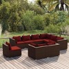 vidaXL 9-Piece Outdoor Lounge Set - Durable PE Rattan Construction with Water-Resistant Cushions, Flexible Modular Design - Brown Patio Set - 2 of 4