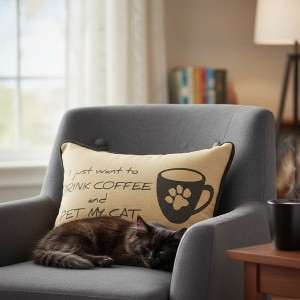 Decorative Accent Pillow I Just Wanted to Pet My Cat – 12.5x8" by Manual Woodworkers and Weavers - 1 of 3