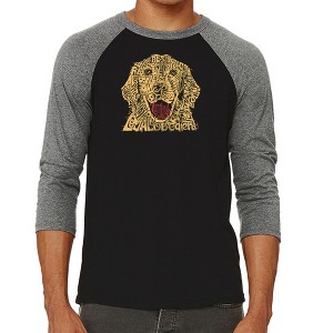 LA Pop Art Men's Raglan Baseball Word Art T-shirt - Dog - 1 of 4
