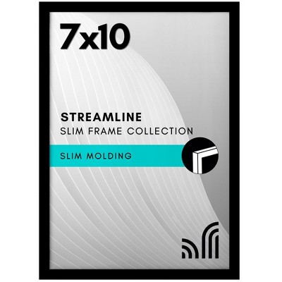 Americanflat 7x10 Picture Frame - Streamline Collection - Thin Border Photo Frame for Tabletop and Wall Display - Black