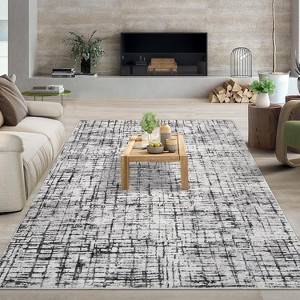 Modern Geometric Washable Rug – Low Pile, Non-Slip, Soft Stain-Resistant Carpet for Bedroom, Living Room, Dining - 1 of 4