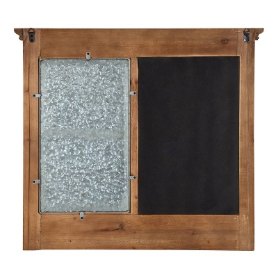Gray Wood and Metal Wall Organizer with Chalkboard