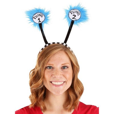 HalloweenCostumes.com One Size Fits Most  Women  Dr. Seuss Thing 1 & Thing 2 Fuzzy Bopper Costume Headband., Black/White/Blue