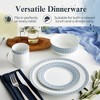 Portmeirion Home Mallorca 16 Piece Porcelain Dinnerware Set with Blue Geometric Border, 4 Place Settings - Ideal for Weekday Meals, Casual Brunches - 3 of 4