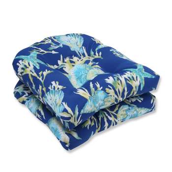 2pk Tropical Paradise Wicker Outdoor Seat Cushions Blue - Pillow ...