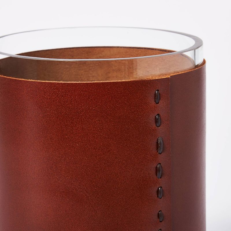 8&#34; x 5&#34; Glass with Leather Vase Brown - Threshold&#8482; designed with Studio McGee, 3 of 5