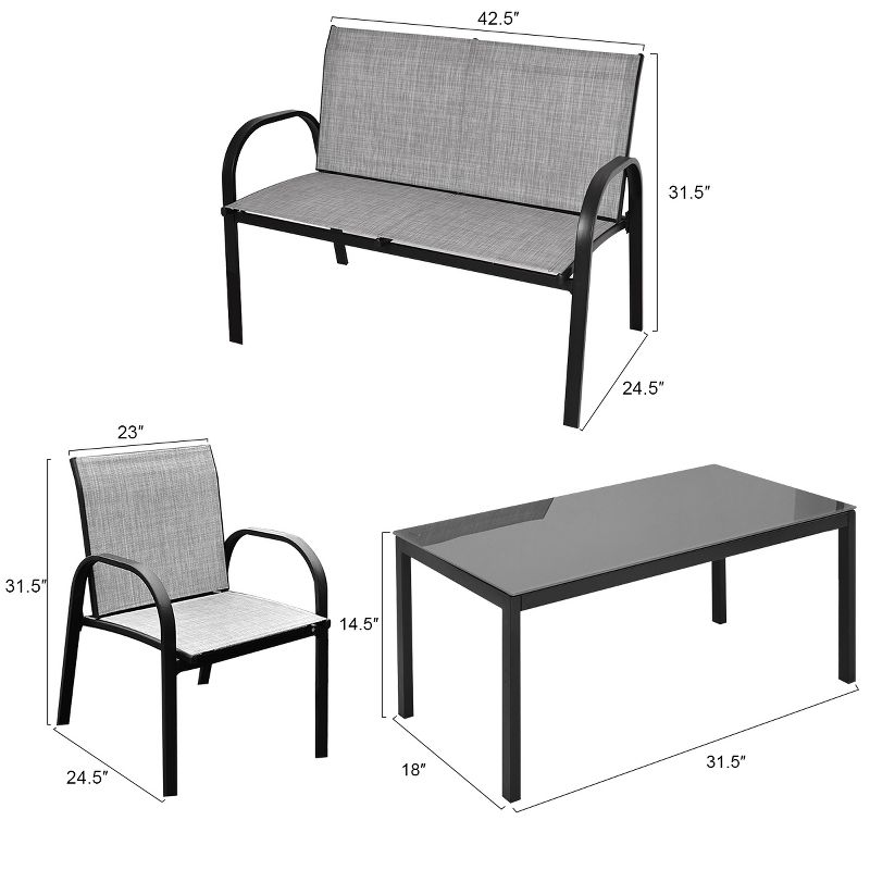 Tangkula 4PCS Chairs Set Coffee Table Patio Garden Modern Furniture Brand New, 4 of 9