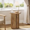 Round Wood End Table, Farmhouse Fluted Couch Side Table for Living Room, Small Bedside Table, Nightstand for Bedroom - 4 of 4
