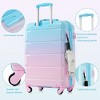 Coolife Luggage Set of 3,20-inch with USB Port, Airline Certified Carry-on Luggage,Alight blue and pink - 3 of 4