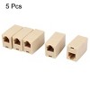 Plastic RJ11 8P4C Female/Female Telephone Cable Inline Connector Beige 5 Pcs - 2 of 4