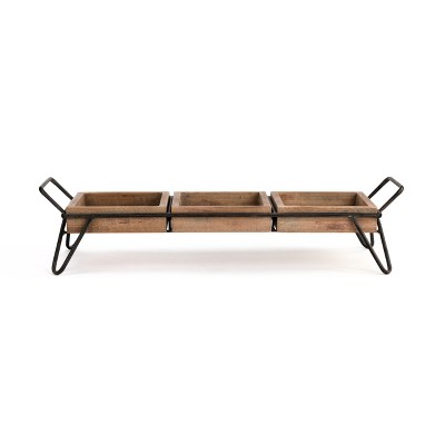 DEMDACO Wood and Iron Divided Tray brown