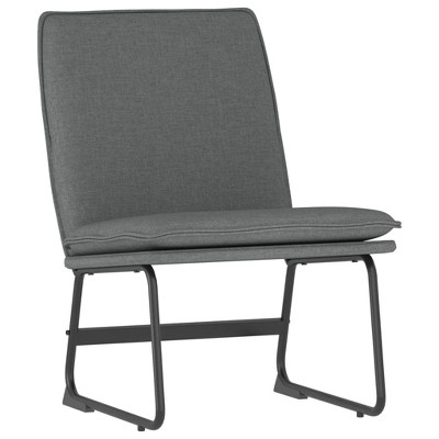 vidaXL Lounge Chair - Dark Gray Fabric Upholstered, Comfortable Sloping Back Seat, Robust Metal, Plywood Frame, Anti-Slip Legs