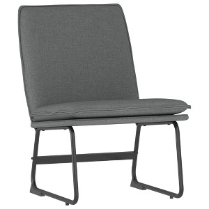 vidaXL Lounge Chair - Dark Gray Fabric Upholstered, Comfortable Sloping Back Seat, Robust Metal, Plywood Frame, Anti-Slip Legs - 1 of 4