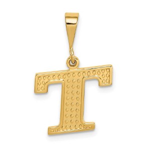 Black Bow Jewelry 14k Yellow Gold, Ashley Collection, Textured Initial T Pendant - 1 of 4