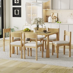 7-Piece Dining Set with Wood Table and 6 Upholstered Chairs - 1 of 4