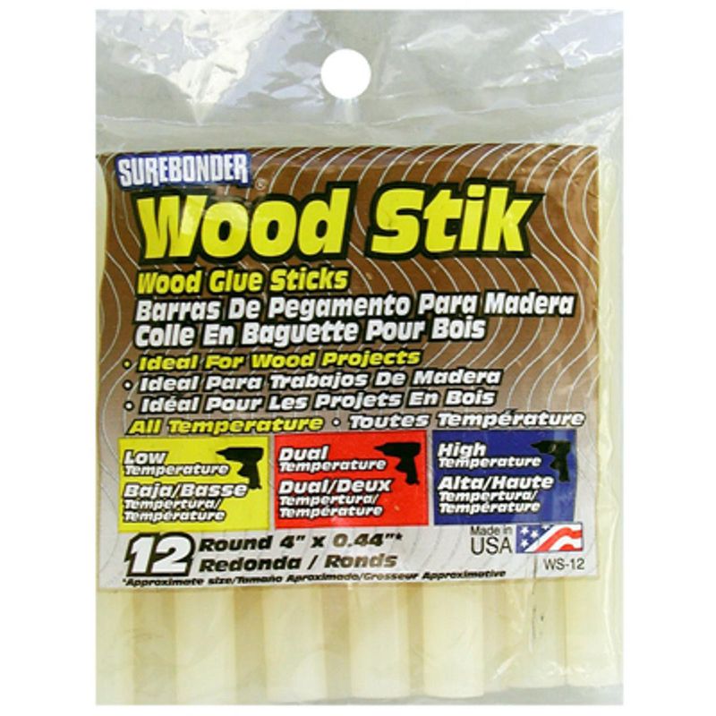 Surebonder Wood Stik 0.44 in. D X 4 in. L Glue Sticks White 12 pk, 1 of 2