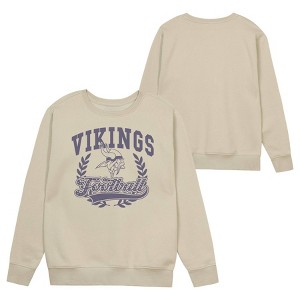 NFL Minnesota Vikings Antique White Crew Bone Fleece Sweatshirt