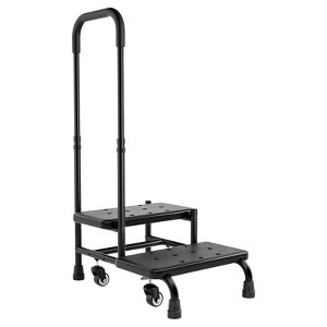 Itopfox Adjustable Handle Step Stool with Wheels for Elderly - Heavy Duty Bedside Ladder for High Beds, Kitchen, Car, RV, and Bathtub Access - 1 of 4