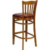 Emma and Oliver 2 Pack Vertical Slat Back Wooden Restaurant Barstool - 3 of 4