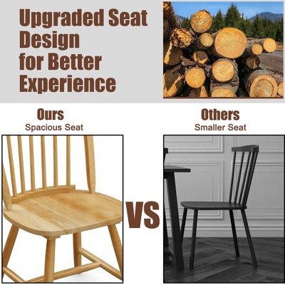 Classic Windsor-Style Natural Wood Spindleback Side Chair Set of 2