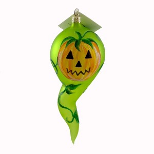 Laved Italian Ornaments 6.5 Inch Pumpkin Ghost With Leaves Halloween Tree Ornament , Halloween Carved (PC) - 1 of 2