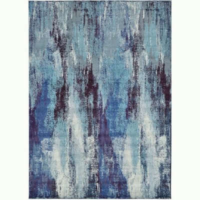 Blue and Gray Abstract Rectangular Area Rug