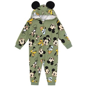 Disney Mickey Mouse Goofy Donald Duck Daisy Duck Fleece Zip Up Coverall Infant to Little Kid - 1 of 4