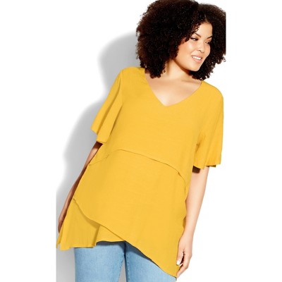 Avenue | Women's Plus Size Mylah Layer Tunic - Sunshine - 22w/24w : Target