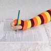 Allegra K Women's Stripe Print Knitted Fingerless Elbow Length Gloves Warmers One Size 1 Pair - 3 of 4