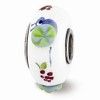 Black Bow Jewelry Fenton Hand Painted Snails & Grapes Glass & Sterling Silver Bead Charm - 3 of 4