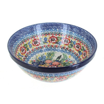 Blue Rose Polish Pottery Hummingbird Medium Serving Bowl