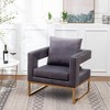 Velvet-Like Upholstered Contemporary Accent Armchair with Pillow Back, Cut-Out Square Armrests and Gold-Tone Metal Frame - 2 of 4