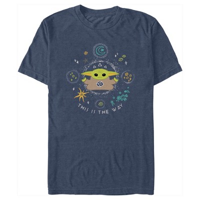 Men's Star Wars: The Mandalorian Grogu This is the Way Celestial Doodle T-Shirt