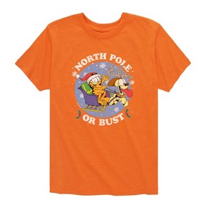 Boys' - Garfield - North Pole Or Bust Short Sleeve Graphic T-Shirt - 1 of 4