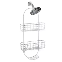 mDesign Steel Metal Curved Bathroom/Shower 2-Tier Caddy with Baskets - Chrome
