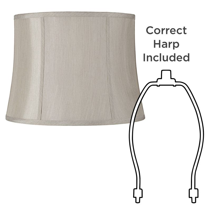 Springcrest Set of 2 Drum Lamp Shades Gray Medium 14" Top x 16" Bottom x 12" High Spider with Replacement Harp and Finial Fitting, 5 of 7