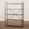 65" Mirna Iron & Oak Wood 5-Shelf Bookshelf with Quatrefoil Design - Baxton Studio - 3 of 4