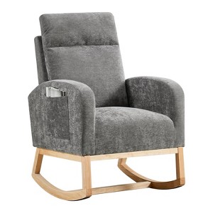 GustoWave Rocking Chair Nursery Chair, Nursery Rocking Chairs with High Back, Glider Rocking Chair, Nursing Chair Accent - 1 of 4