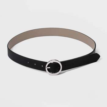 Women's Oval Tapered Center Bar Reversible Belt - A New Day™ Black/Gray