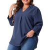 Agnes Orinda Women's Plus Size Long Sleeve V Neck Chiffon Flowy Blouses - 2 of 4