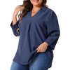 Agnes Orinda Women's Plus Size Long Sleeve V Neck Chiffon Flowy Blouses - image 2 of 4