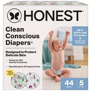 The Honest Company Clean Conscious Disposable Diapers Winter Wags & Adorably A-moosing - Size 4 - 44ct - 1 of 4