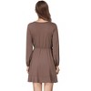 Womens Deep V Neck Mini Dress Long Sleeve Elastic Waist A Line Casual Wrap Midi Dress - 3 of 4