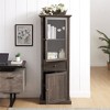 ORRD Modern Tall Storage Cabinet with 2 Glass Doors & Drawer, Freestanding Display Bookcase for Living Room, Office, Kitchen in Brown - 4 of 4