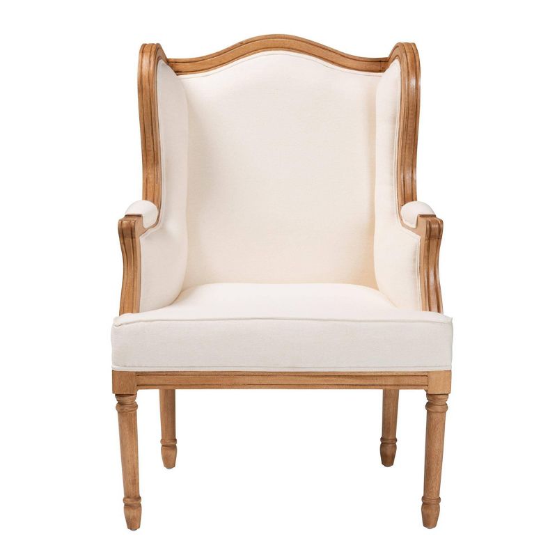 bali &#38; pari Rachana Fabric and Wood Accent Chair Beige/Honey Oak, 3 of 10